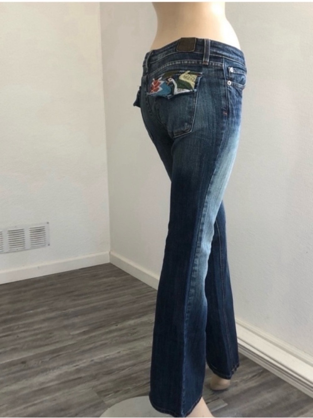 STREET Denim low cut dark wash blue  Flare Jeans Y2K